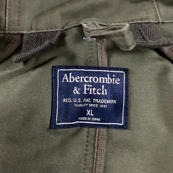 Abercrombie & Fitch Jacket Men's XL Cotton Green Military Utility Hooded Field - Picture 10 of 13